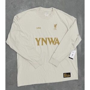 Nike LeBron James x Liverpool FC YNWA Long Sleeve Tee Cream Gold XL NWT